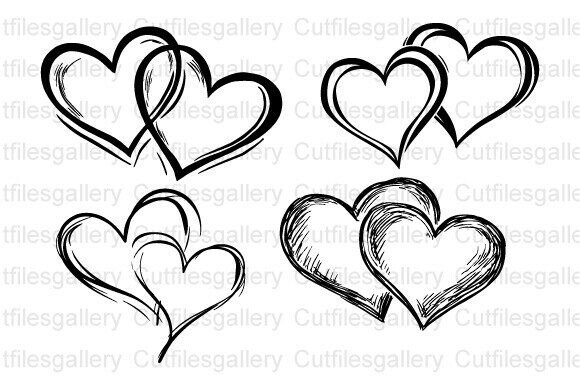 Download Hand Draw Double Heart SVG, Doodle Heart - Heart Collection