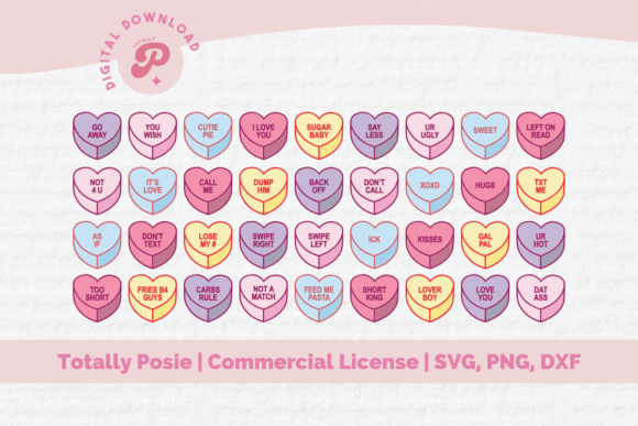 Download Conversation Hearts SVG - Heart Collection