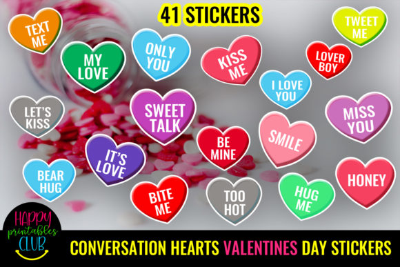 Download Conversation Hearts Valentines Day Stick - Heart Collection