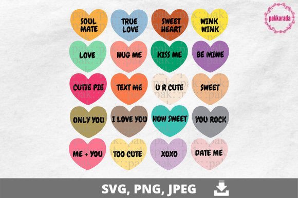 Download Valentines Conversation Hearts - Heart Collection