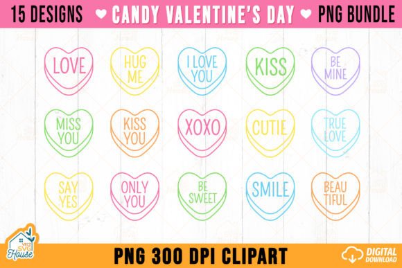 Download Conversation Candy Hearts Clipart Bundle - Heart Collection