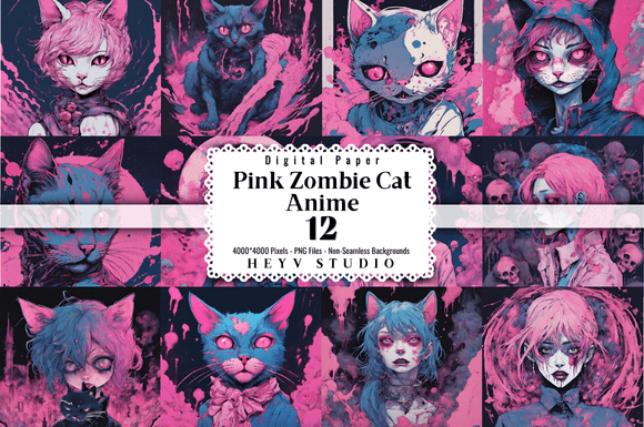 Download Pink Zombie Anime Cat Woman Backgrounds - Premium Resources