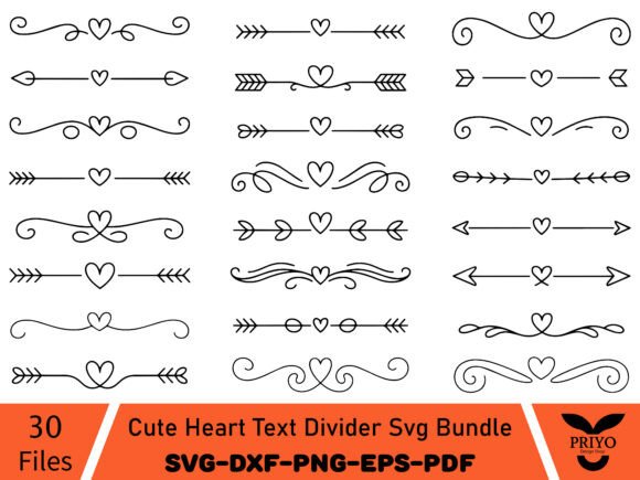 Download Cute Heart Text Divider Svg Bundle - Heart Collection