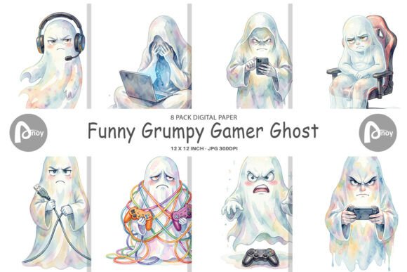Download Grumpy Gamer Ghost Digital Paper - Premium Resources