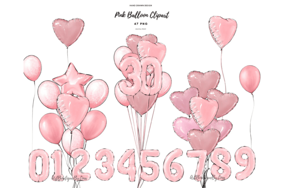 Download Pink Balloon Clipart Set: Hearts - Heart Collection